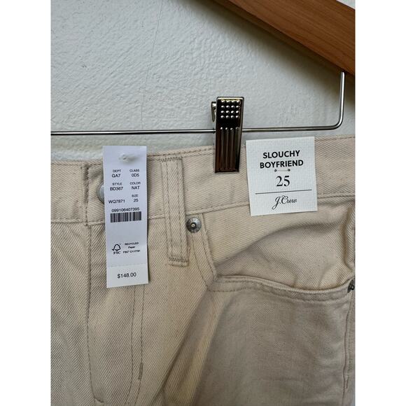J. Crew Slouchy Boyfriend High Waisted Jeans Cream Ecru Natural Women Sz 25 NWT - Picture 4 of 9